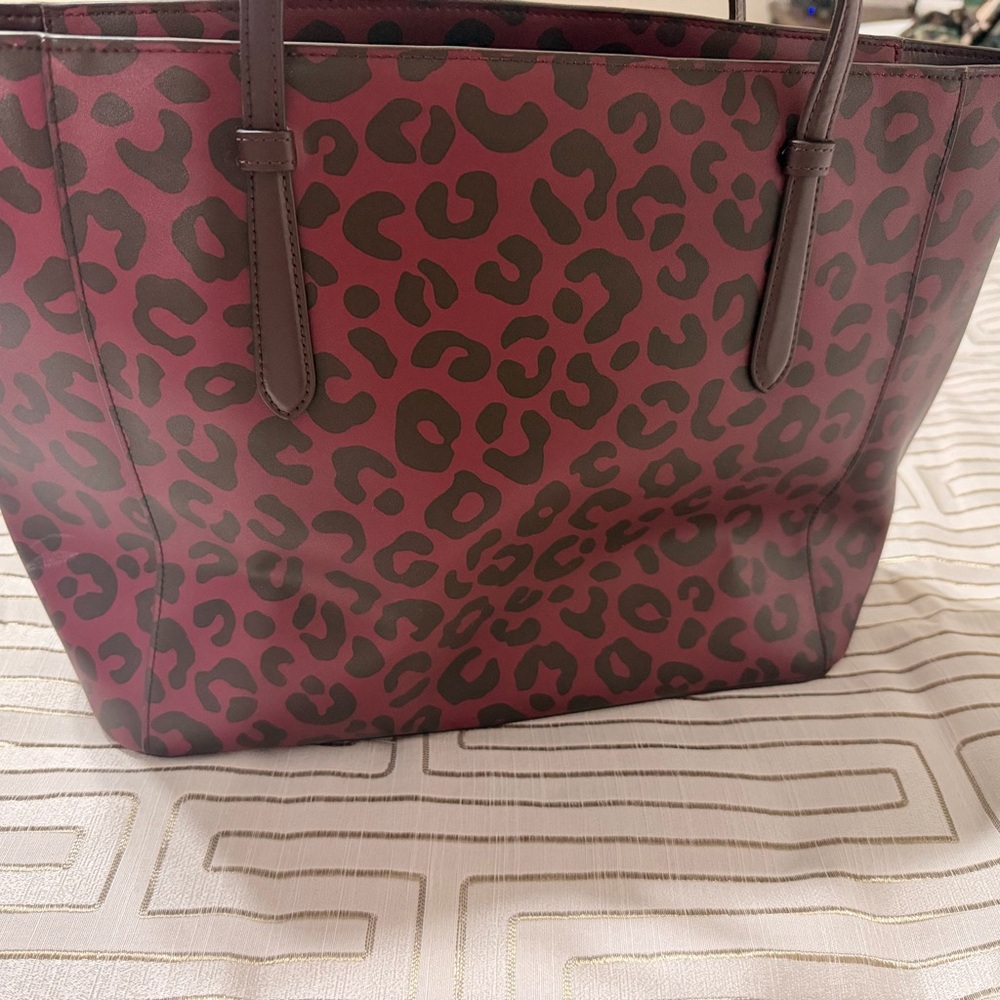 Kate Spade Burgundy Leopard Tote Purse - Picture 2 of 4